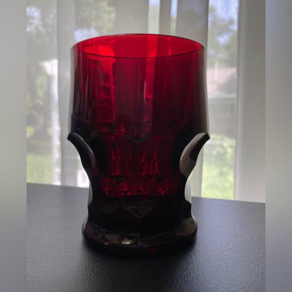 3 Vintage Anchor Hocking Georgian Ruby Red 9 oz Flat Tumbler Drinking‎ Glasses - Picture 5 of 6